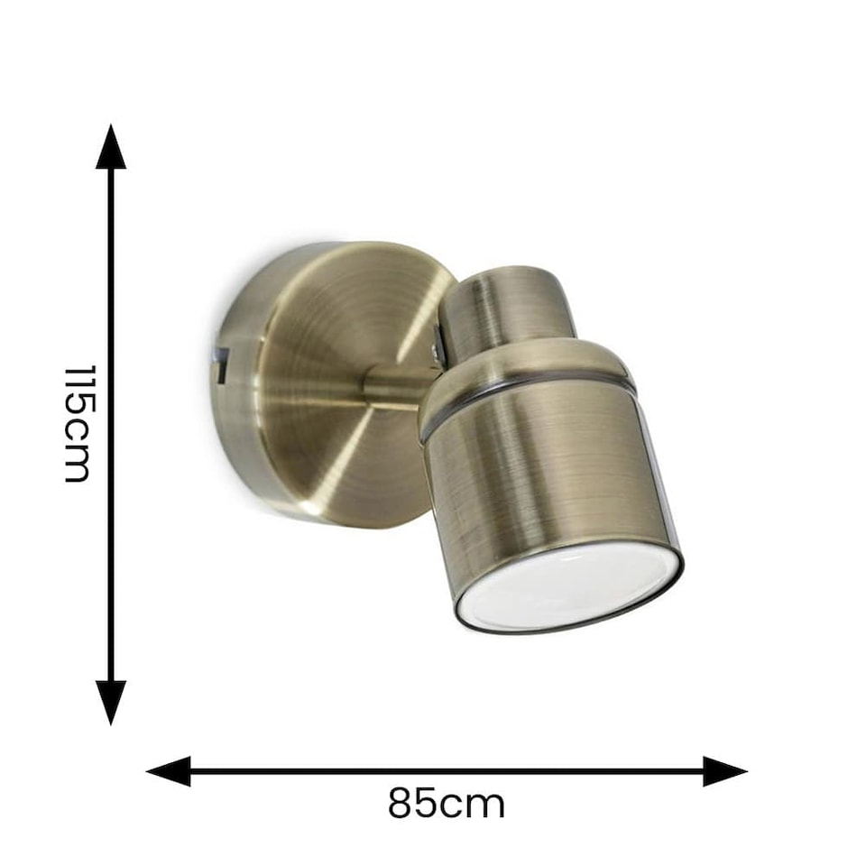 image 1 of ValueLights Benton Antique Brass Plug In Wall Light & Bulb | Gold