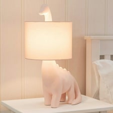ValueLights Kids Pink Dinosaur Table Lamp with Drum Shade