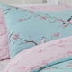 image 2 of OHS Blossom Bird Duvet Cover and Pillowcase Set, Double - Duck Egg Blue