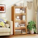 image 8 of COSTWAY 4-Tier Bookcase Bamboo Bookshelf with Doors Natural Brown