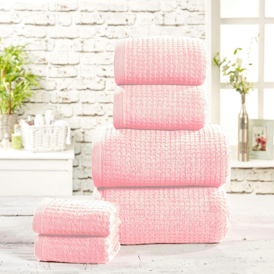 image 1 of Waffle Pure Cotton Face Towels Super Soft and Absorbant Blue | Duck Egg | Face cloth