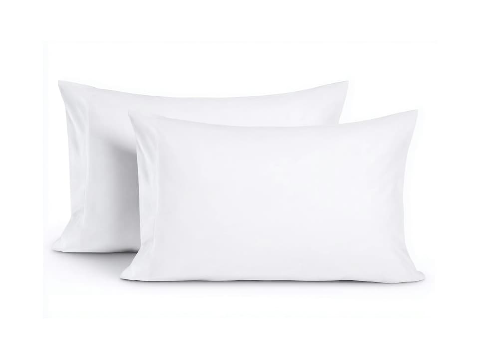 image 1 of Microfibre Soft Touch Plain Dyed Housewife Pillowcase Pair White | White