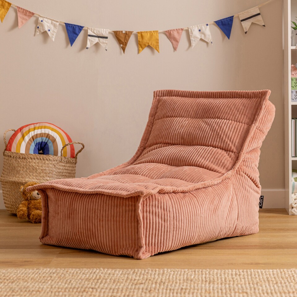 image 1 of Icon Kids Dolce Scandi Jumbo Cord Lounger Bean Bag, Dawn Pink
