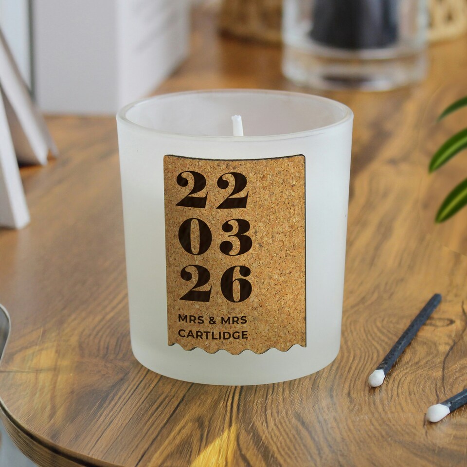 image 1 of Personalised Anniversary Cork Label Candle Jar Clear