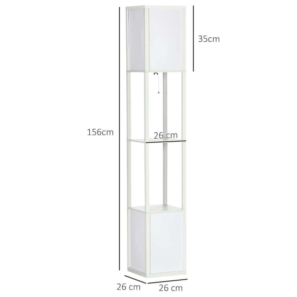 image 1 of HOMCOM Shelf Floor Lamp with Dual Light, for Living Room, Bedroom, White