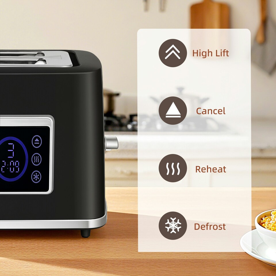 image 1 of HOMCOM 1.7L 3000W Rapid Boil Kettle and 2 Slice Toaster Set Crumb Tray Black