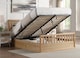 image 6 of 4ft6 Double Oak Finish Wood Wooden Ottoman Gas Lift Up Storage Bed Frame Bedstead | Clear | Oak Finish | Double