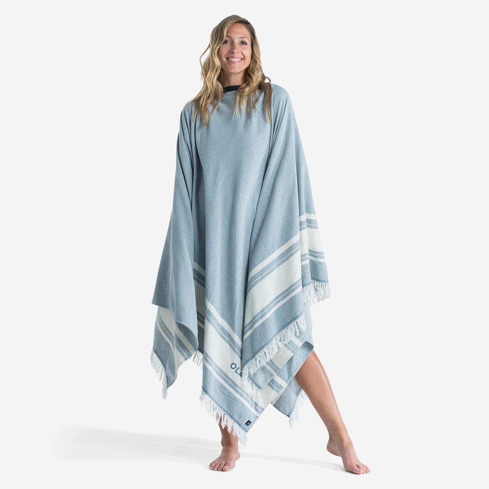 image 1 of Decathlon Poncho beach towel 190 x 190 cm grey blue