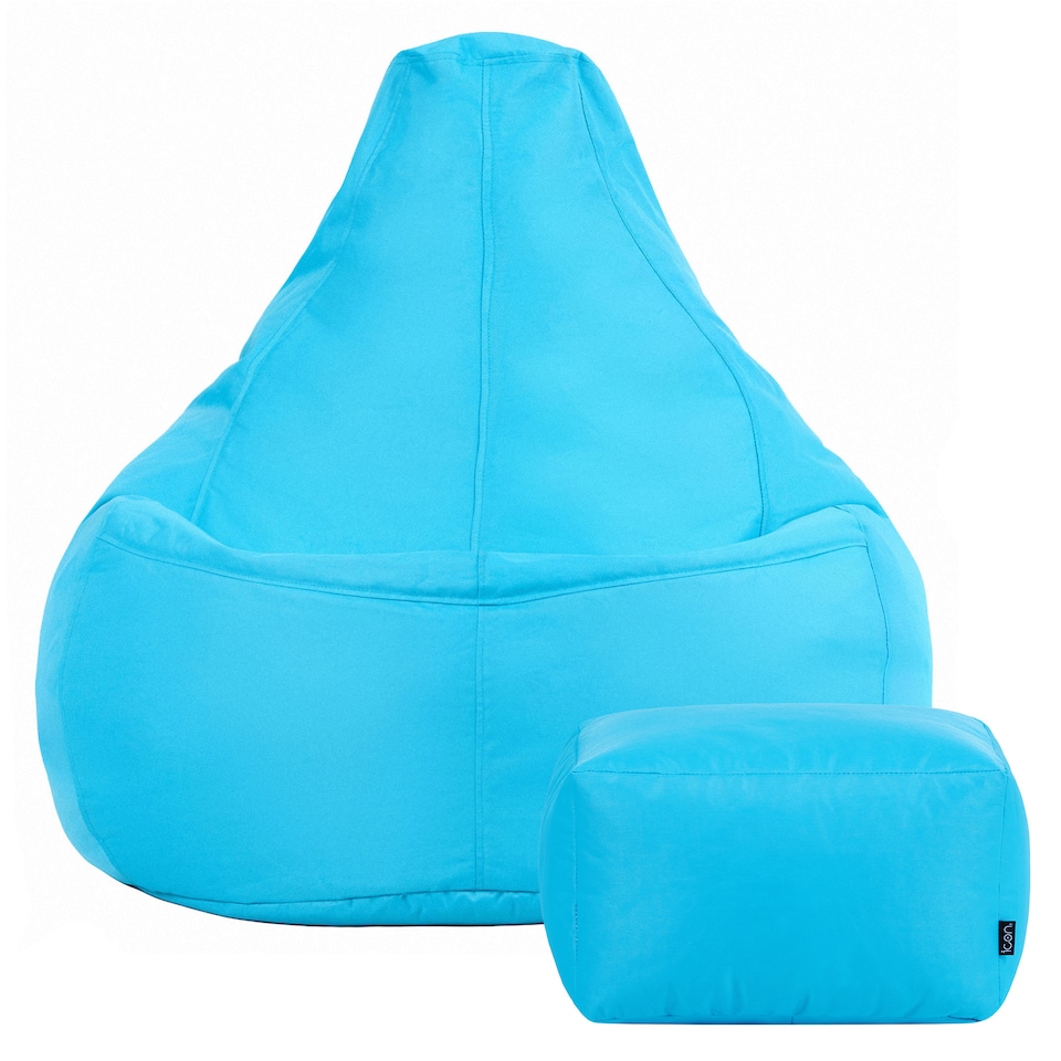 image 1 of icon Dalton Water-Resistant High Back Beanbag and Footstool, Aqua