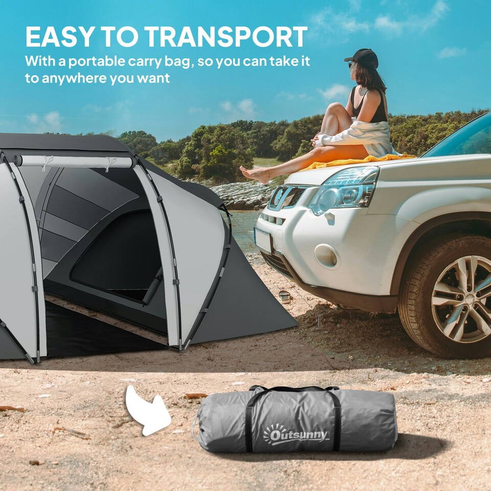 image 1 of Outsunny 4-6 Persons Camping Tent Dome Family Travel Group Hiking Room Fishing Green | Green and White