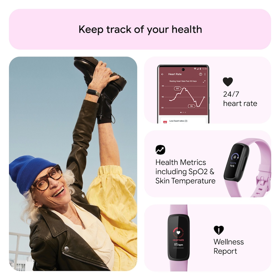 image 1 of Fitbit Inspire 3 - Black / Lilac Bliss