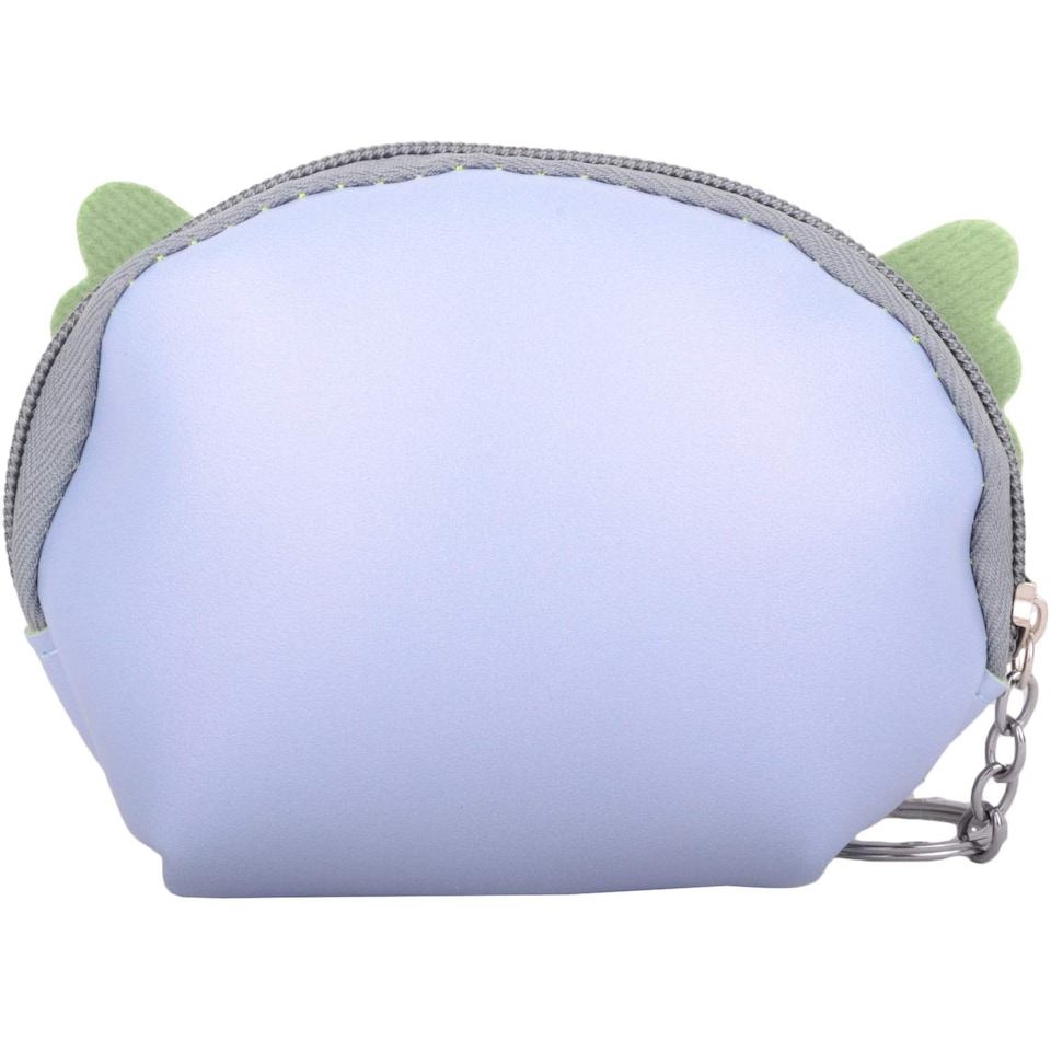 image 1 of Lorenz Childrens Zip Around Faux Leather Animal Coin Money Holder Purse with Key Ring | Purple | AnimeCat