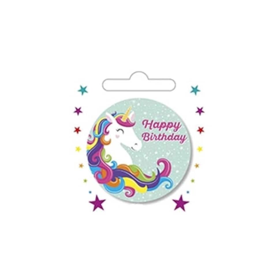 Happy Birthday Unicorn Small Badge 6cm