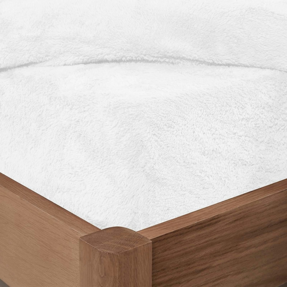 OHS Warm Soft Thermal Teddy Fleece 25cm Deep Fitted Bed Sheet, King - White