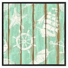 Nautical elements oin wood (Picutre Frame) Black | S