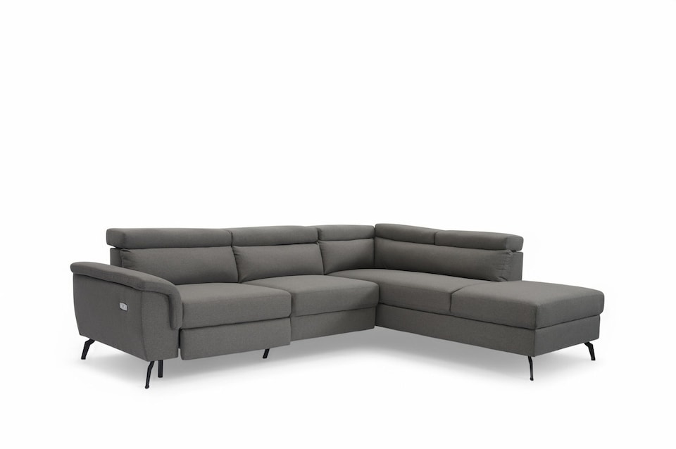 image 1 of Fabric Linen Dark Grey Right Hand Facing Electric Reclining Corner Sofa with Storage VITTORIO