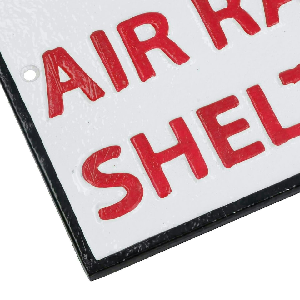 image 1 of Air Raid Shelter Cast Iron Sign Plaque Door Wall House Fence Gate Garden Yard