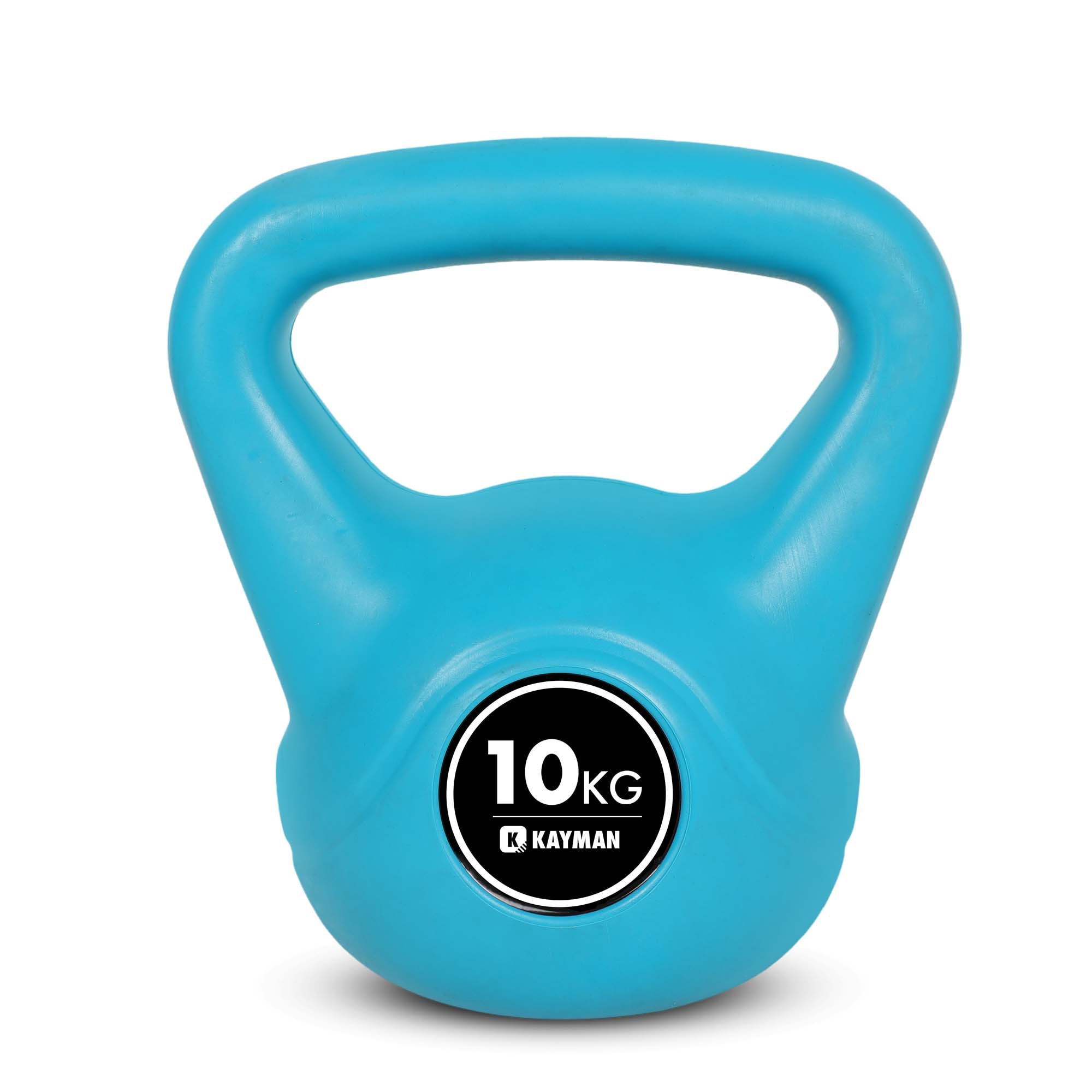 Kayman Kettlebell Ergonomic Handle Flat Bottom Gym Weight in Blue | Size: Medium