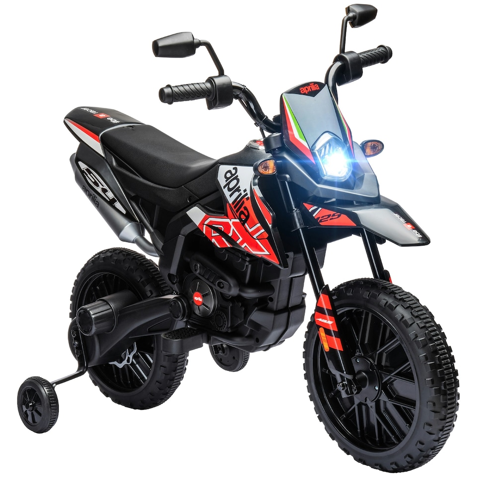 image 1 of AIYAPLAY 12V Kids Motorbike Aprilia Licenced with Training Wheels, Red