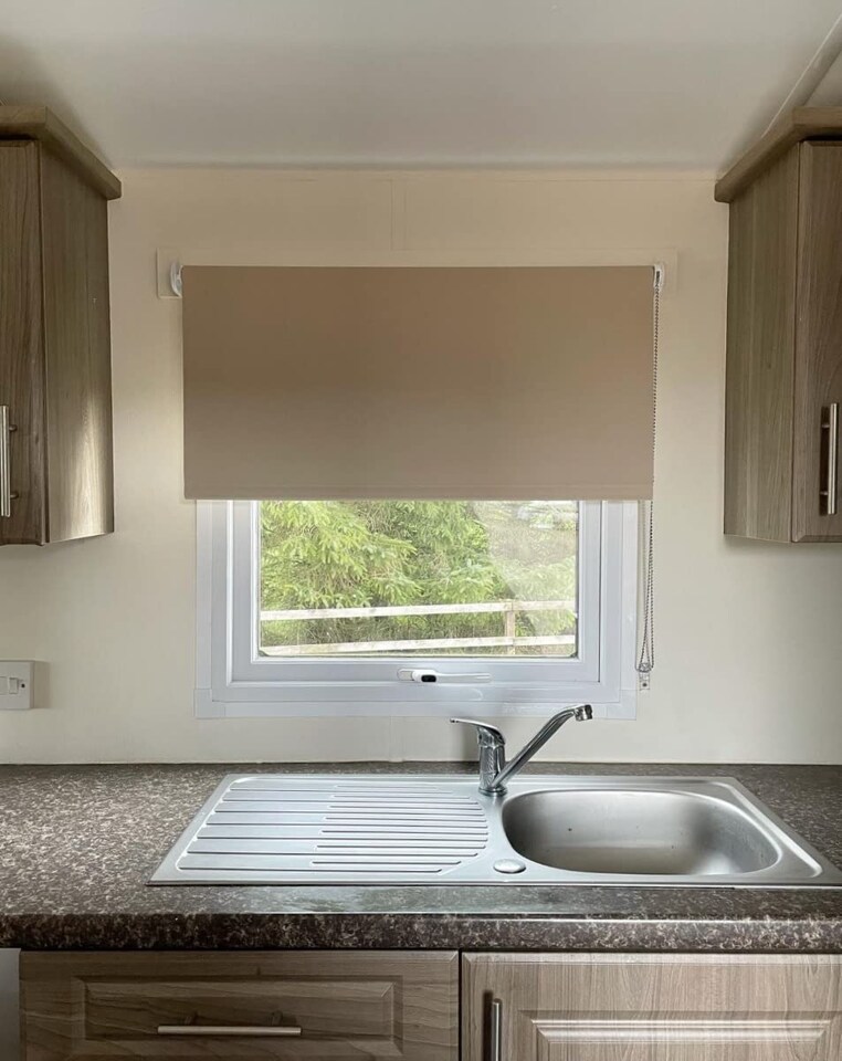 image 1 of FURNISHED Daylight Trimmable Roller Blinds with Triple Diamond Eyelets and Metal Fittings | Green | Green | (W) 85cm x (L) 210cm