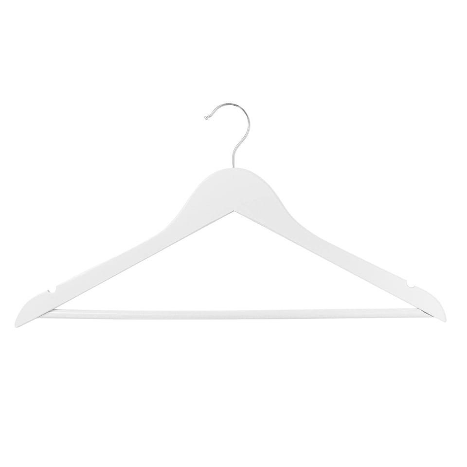 image 1 of Harbour Housewares Wooden Clothes Hanger - White - Pack of 10 - Wooden Hanger Coat Hanger Suit Hanger Jacket Hanger Shirt Hanger Trouser Hanger