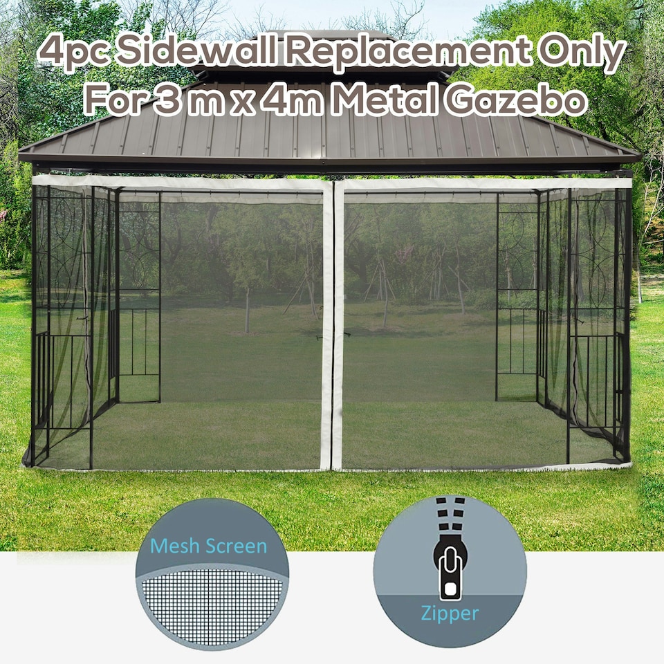 image 1 of Outsunny 352 x 207cm Universal Replacement Gazebo Mesh Netting Screen Walls