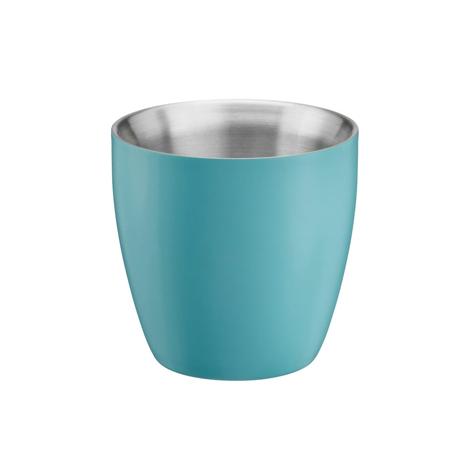 image 1 of Set of 2 Stainless Steel Espresso Coffee Cups – 90ml Double Wall Insulated Mini Drinking Mugs | Blue | Teal | 2