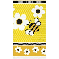 Unique Party Plastic Bumblebee Tablecloth - Yellow/Black/White - One Size
