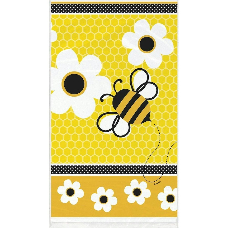 image 1 of Unique Party Plastic Bumblebee Tablecloth - Yellow/Black/White - One Size