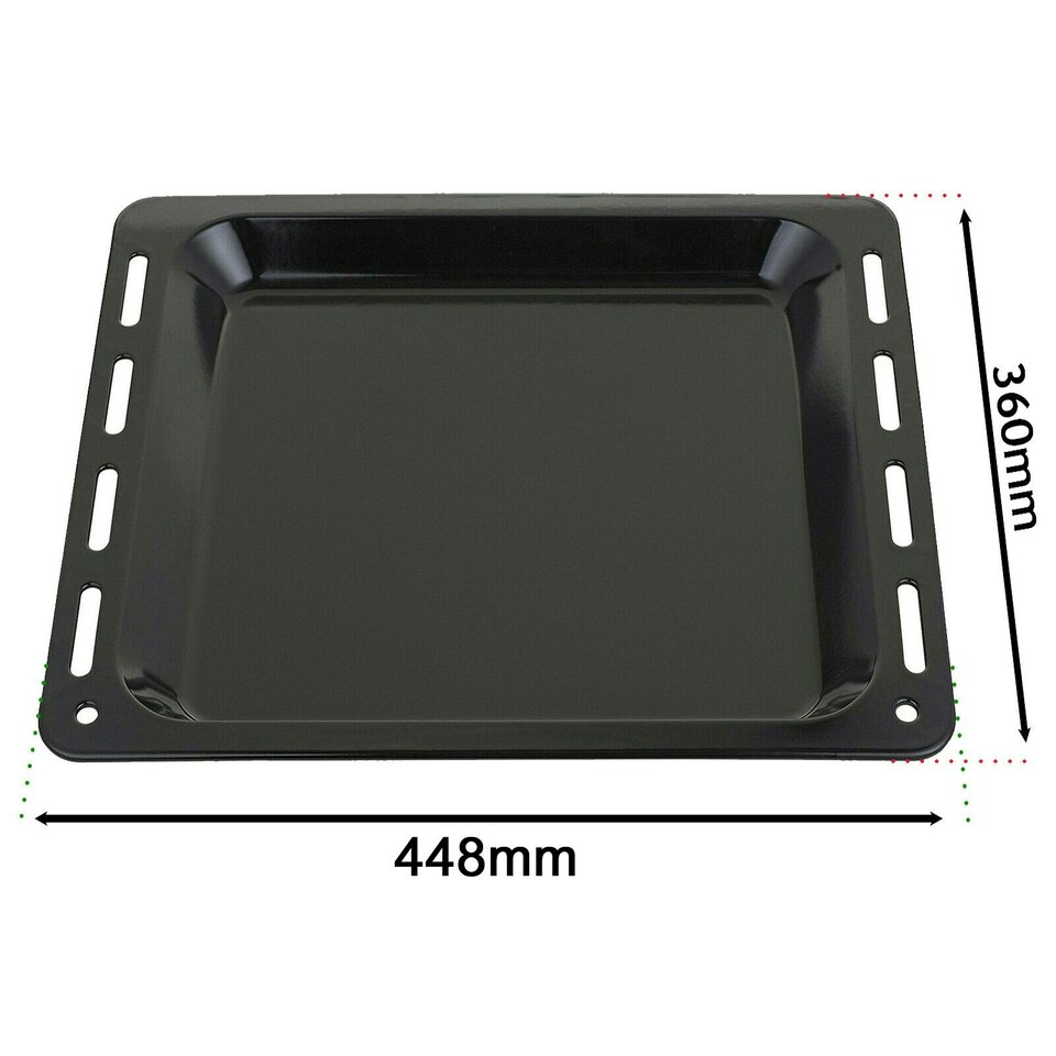 image 1 of SPARES2GO Oven Baking Tray Large Enamelled Pan Cooker Stove (448mm x 360mm x 25mm)