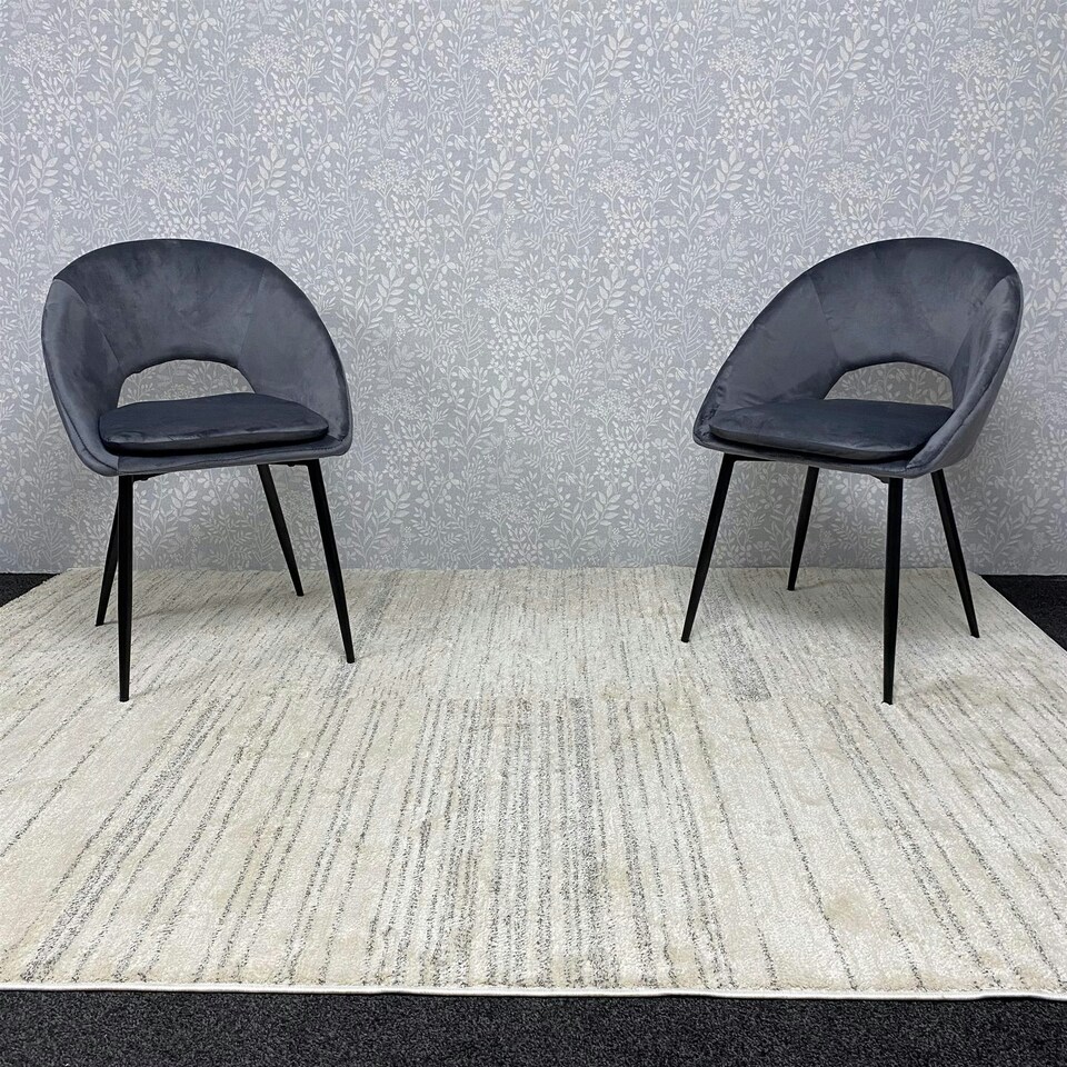 image 1 of Set of 2 Grey Velvet Dining Chair Modern Metal Legs for Living Room and Office Grey
