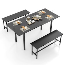 COSTWAY 3-Piece Dining Table Set Extendable Table Set Black