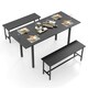 image 1 of COSTWAY 3-Piece Dining Table Set Extendable Table Set Black