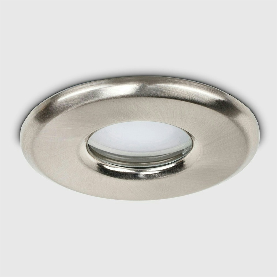 image 1 of ValueLights 4 Pack Bathroom Shower IP65 Gloss Brushed Chrome GU10 Ceiling Downlights