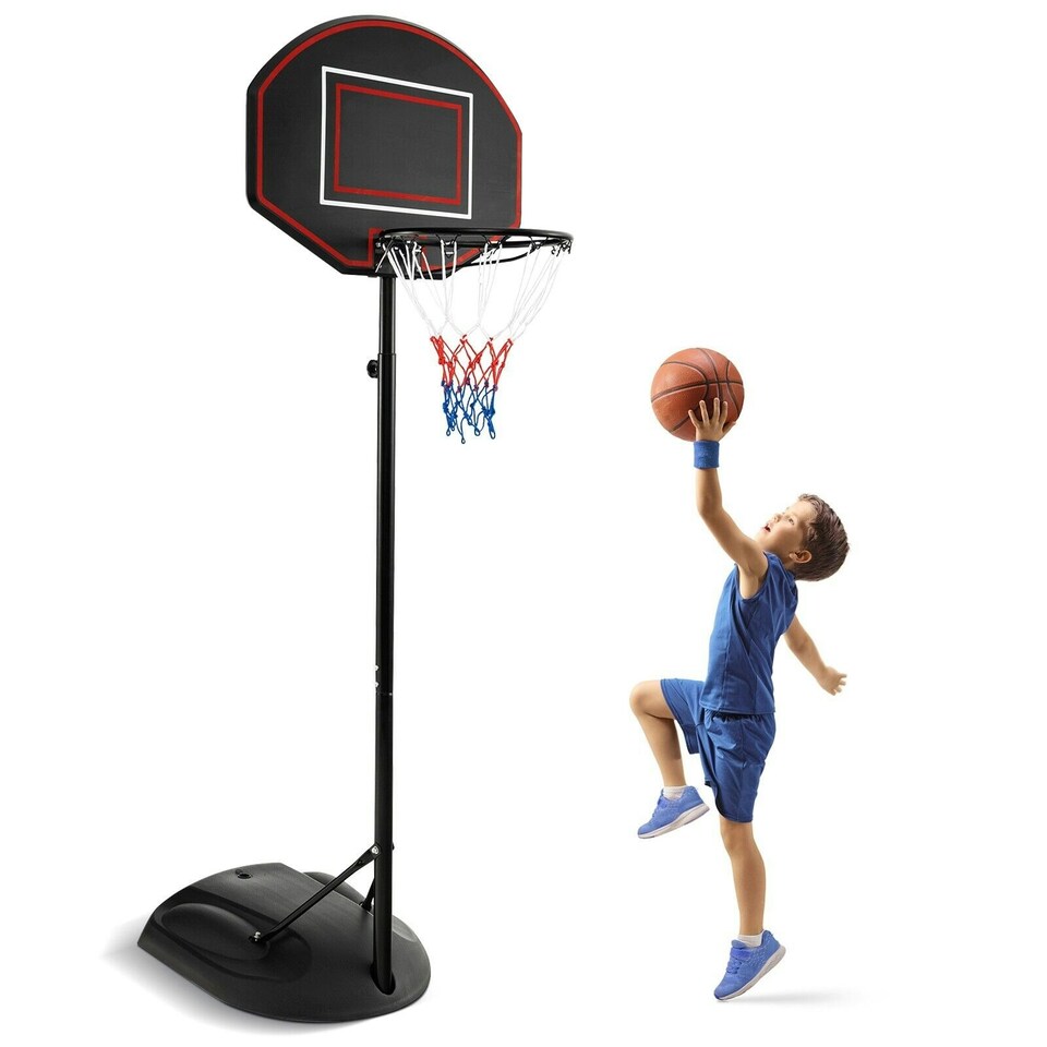 image 1 of COSTWAY Portable Basketball Hoop Stand Adjustable Basketball Black | Standard