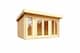 image 2 of Dorset 2-Log Cabin, Wooden Garden Room, Timber Summerhouse, Home Office - L430 x W370 x H239.4 cm | Brown