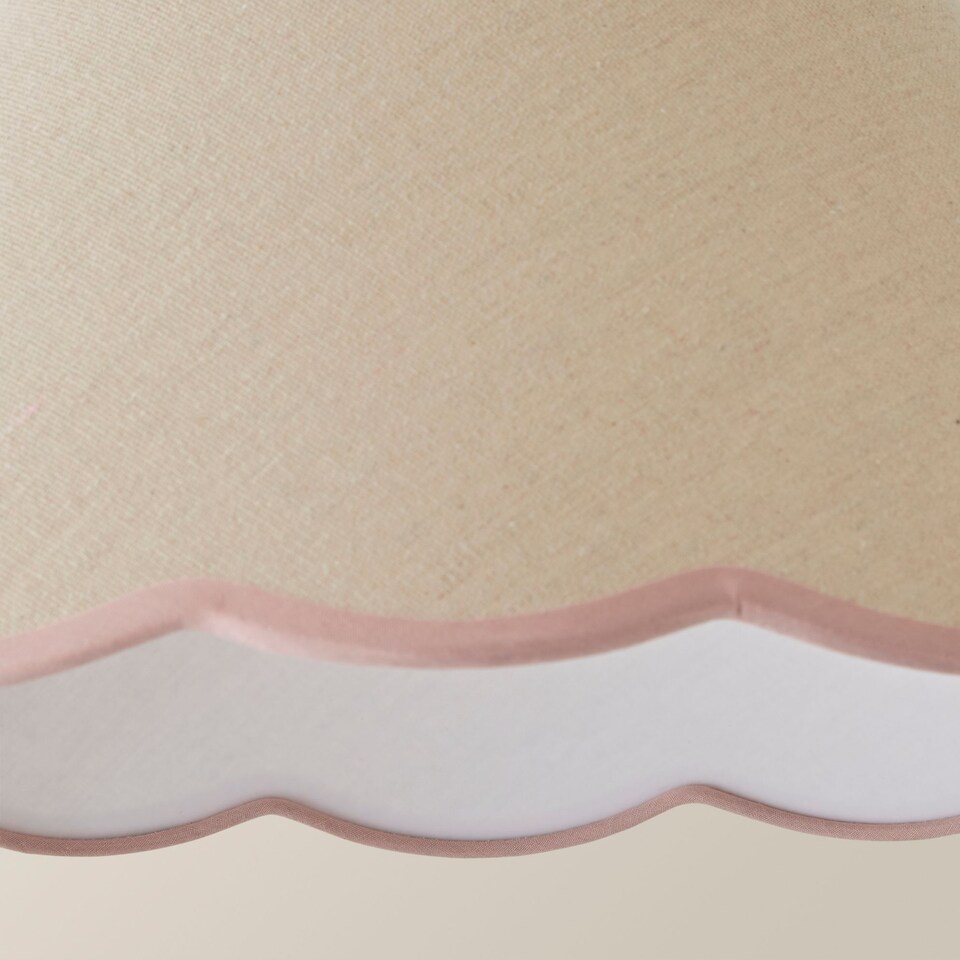 image 1 of ValueLights Florie Natural Large Taper Lamp Shade Scallop Pink Trim | Pink