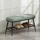 image 2 of HOMCOM Shoe Bench, PU Leather Shoe Storage Bench for Entryway, Green Green | Black