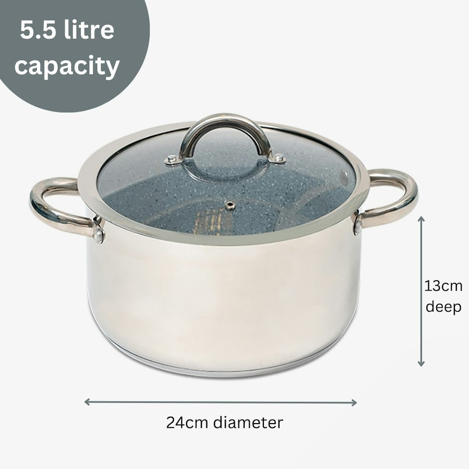 image 1 of Durastone Stainless Steel 5.5L Non-Stick Stock Pot