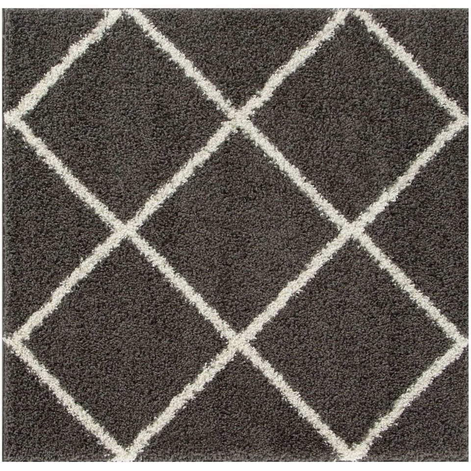 image 1 of The Rugs Moroccan Collection Soft High Pile Shaggy Diamond Floor Rugs and Runners Living Room