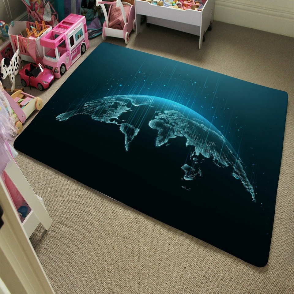 image 1 of Map of the planet (Rug) Blue | Medium: 80x150cm