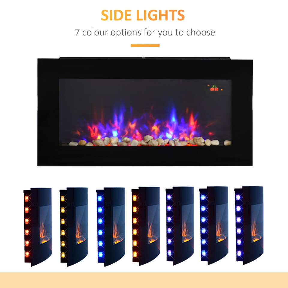 image 1 of HOMCOM 1000W/2000W LED Electric Fireplace Automatic Function Remote Timer Safe