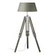 image 1 of Interiors by Premier Adjustable Floor Lamp with Chrome Accents, Natural Grey Wooden Tripod Legs, Contemporary Fabric Shade
