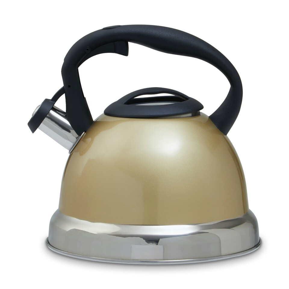 image 1 of Interiors by Premier 3000ml Light Gold Whistling Kettle, Durable Stainless Steel Stovetop Kettle With Whistle & Cool Touch