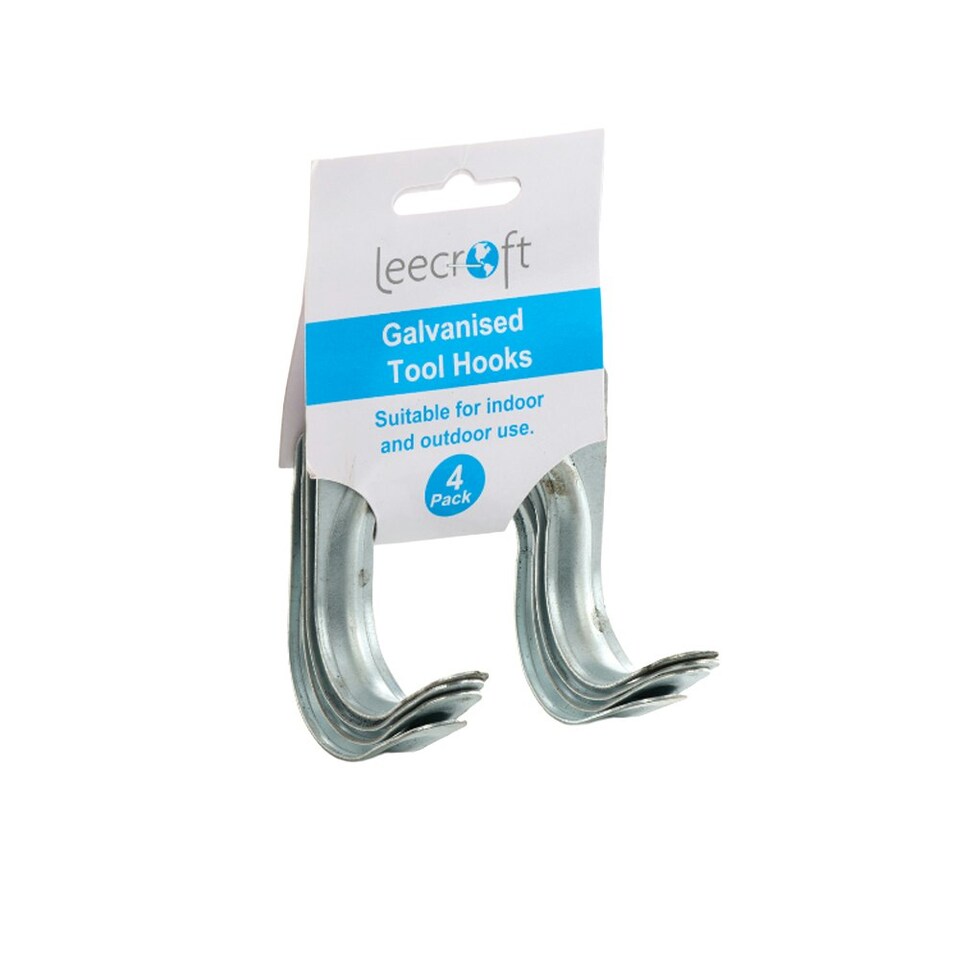 Leecroft Galvanised Tool Hooks Medium 4pk - One Colour - One Size
