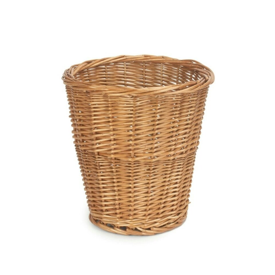 image 1 of Light Steamed Wicker Waste Paper Bin | Brown | Brown | One Size
