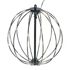 ValueLights Solar Hanging Ball Black Metal Lantern Ground Stake Light | Black