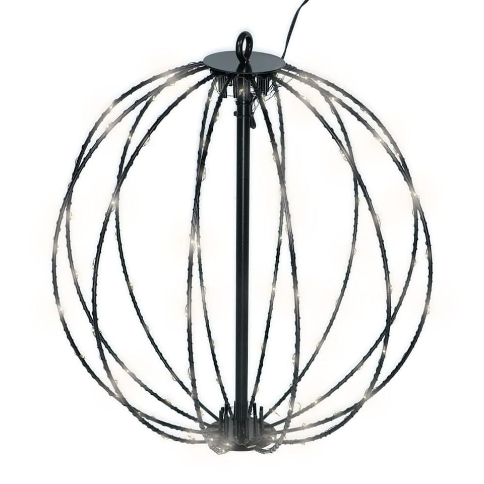 image 1 of ValueLights Solar Hanging Ball Black Metal Lantern Ground Stake Light | Black