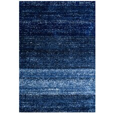 KUKOON Navy Blue Striped Mottled Shaggy Area Rug 80cm x 150cm