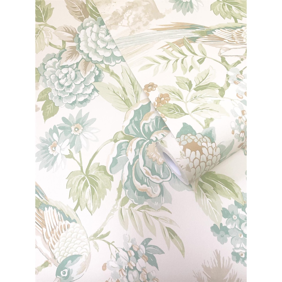 image 1 of Holden Décor Eastern Horizons Scenic Birds Wallpaper | Green | Green/Cream | 1
